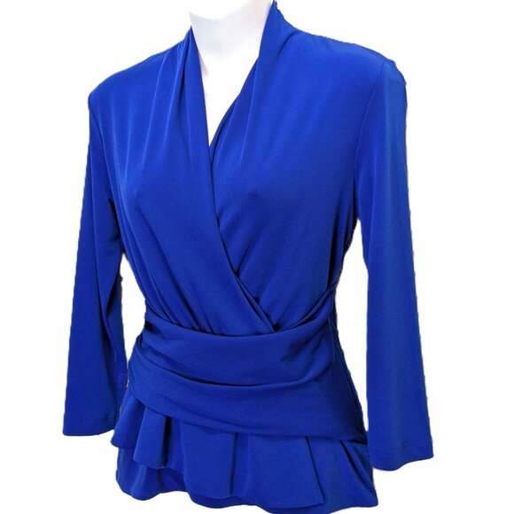 The Fold London Belleville WomensTop Small Royal Blue Knit Long Sleeve Blouse - Picture 2 of 16